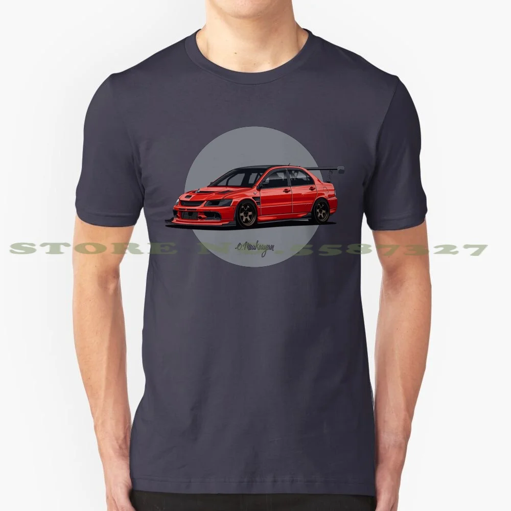 Evo IX 100% เสื้อยืดผ้าฝ้ายลายญี่ปุ่น jdm Lancer Evolution IX 9 sportcar Rally Racing stance Hella Flush drope