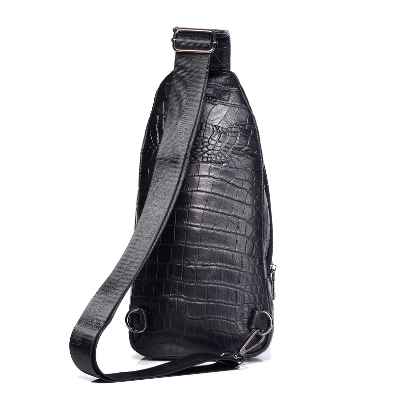 Cow Genuine Leather Men Waist Packs Male Casual Alligator Chest Pack High Quality Boy Brand Design Chest Package Shoulder Bags