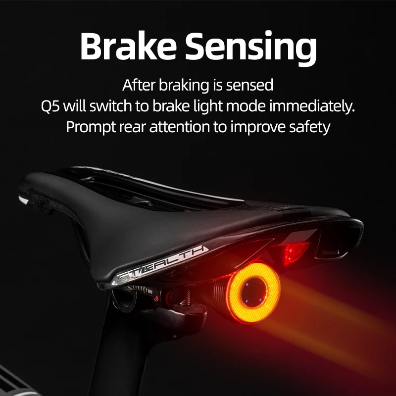 ROCKBROS Smart Bicycle Rear Light Auto Start/Stop Brake Sense IPx6 Waterproof LED Type-C Rechargeable Flashlight Bike Accessory