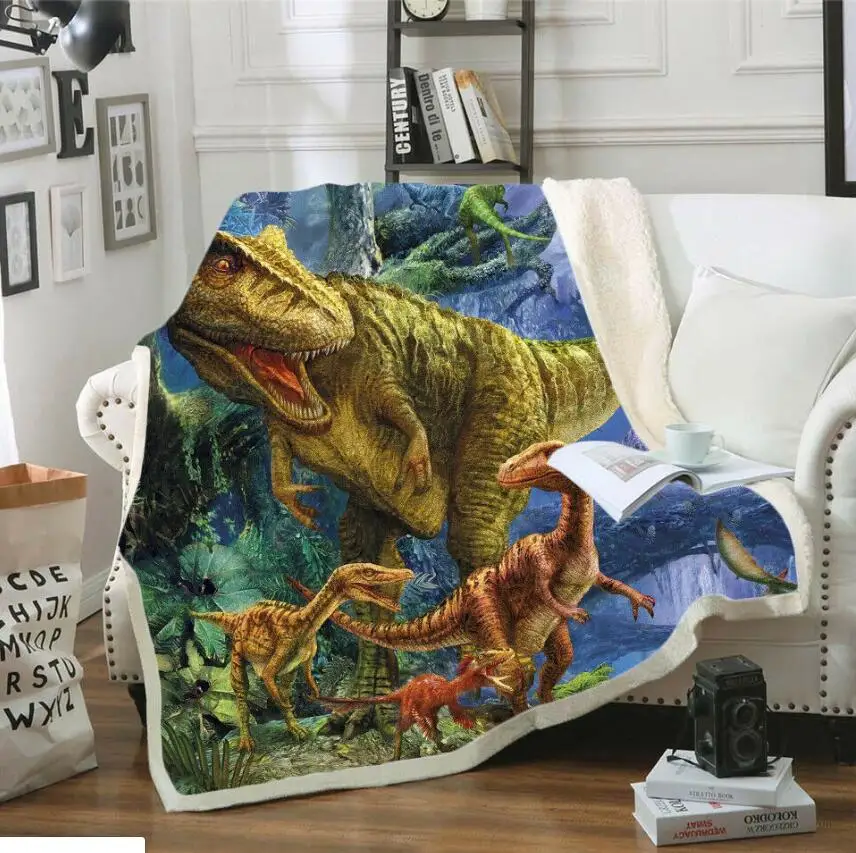 Kids Anime dinosaur 3D Blanket Fleece Cartoon Art Print Children Warm Bed Throw Blanket newborn bayby Blanket style 02