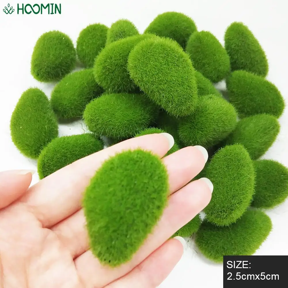 30pcs Fake Stone Artificial Moss Rocks Home Decor Simulation Plant DIY Decoration For Garden and Crafting Green