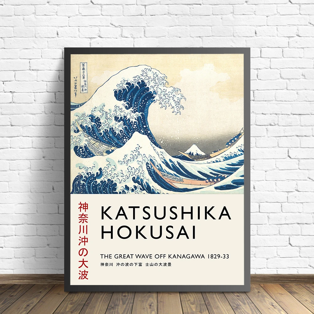 

The Great Wave Surfing Poster Katsushika Hokusai Exhibition Canvas Painting Print Picture Vintage Wall Bedroom Home Decoration