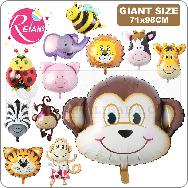 Huge Animal Head Foil Balloon Inflatable Air Ballon Happy Birthday Christmas Party Decorations Kids Baby Shower Party Supplies