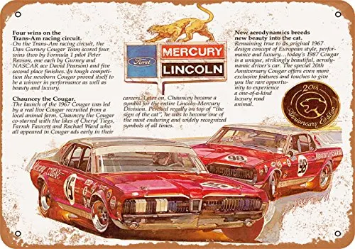 Metal Sign - 1967 Mercury Cougar 20th Anniversary Edition - Vintage Look Wall Decor for Cafe beer Bar Decoration Crafts