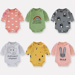 0-24M New Baby Boys Girls Jumpsuit Newborn Romper Long Sleeve Lovely Print One-piece Cotton Infant Clothes