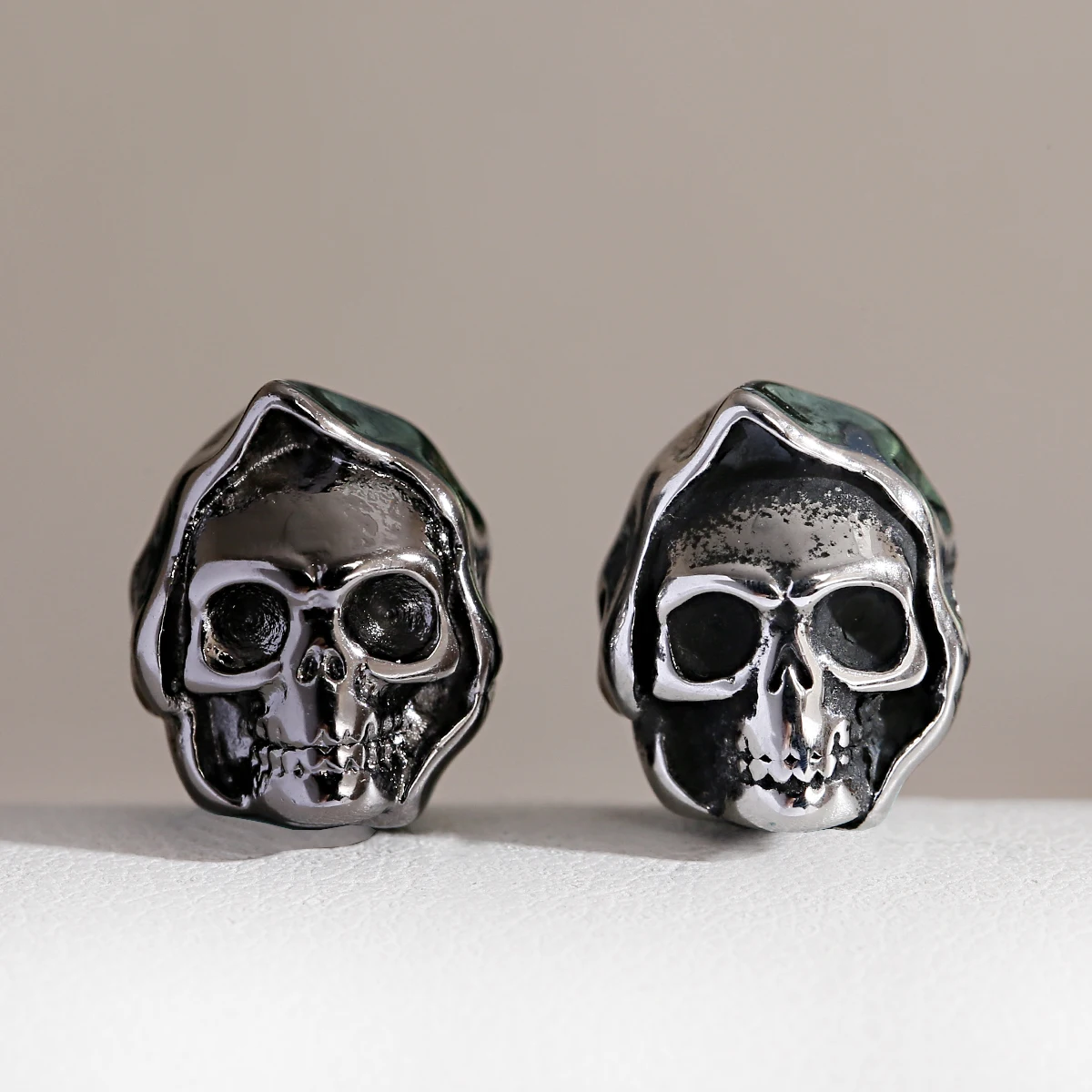 Gothic Punk Skeleton Skull Beads For Diy Bracelet Vintage Pendants Metal Spacer Stainless Steel Beads Jewelry Making Accessories