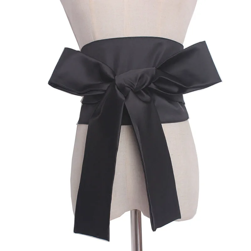 Vintage Front Tie Cummerbund Women Bandage Bow Tie Wide Belts for Women Dress Self Tie Corset Bow Strap Ladies Japanese Belt