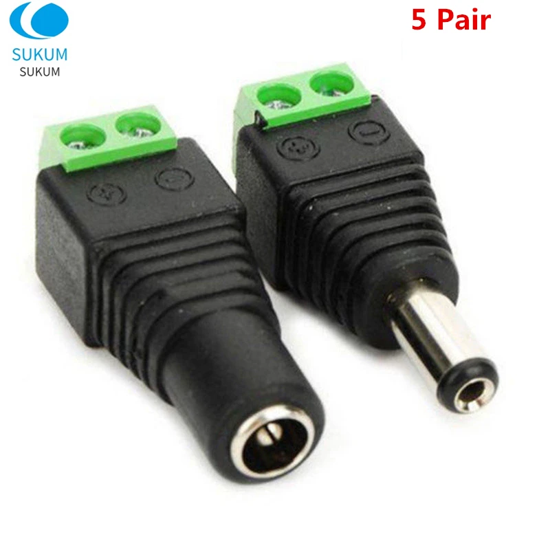 DC 12V Connector Male Female DC Plug Adapter Jacks Sockets Connector For Signal Color LED Strip CCTV Camera CCTV Accessories