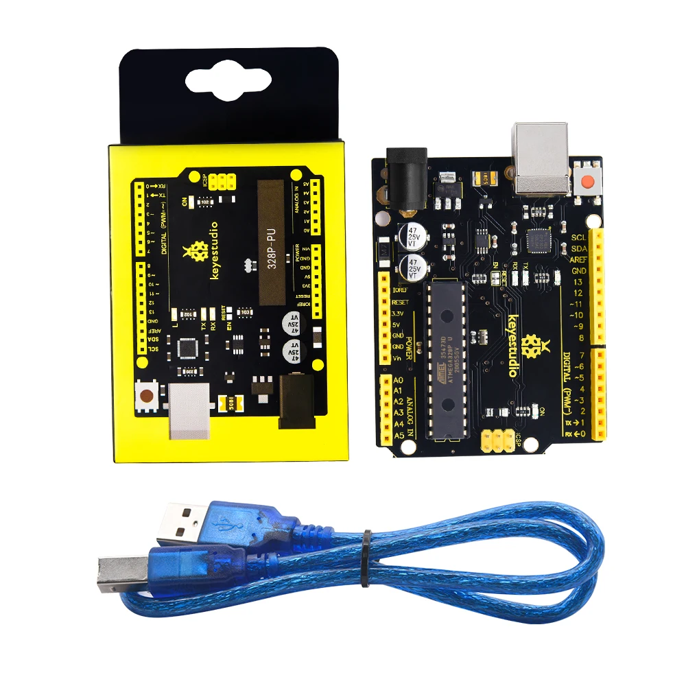 Płytka rozwojowa Keyestudio V4.0 z układem szeregowym USB CP2102 + kabel kompatybilny z pudełkiem upominkowym Arduino Uno R3