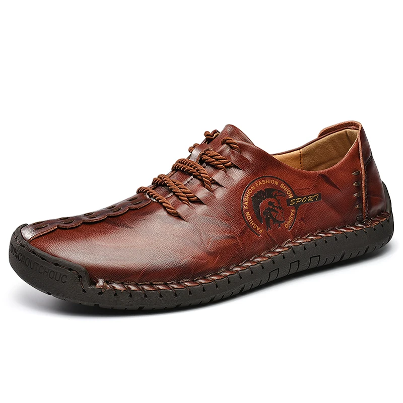

Luxury Men Formal Popular Genuine Leather Outdoor Soft Comfortable Loafers Leisure Moccasins Handmade Casual Shoes Flat Walking