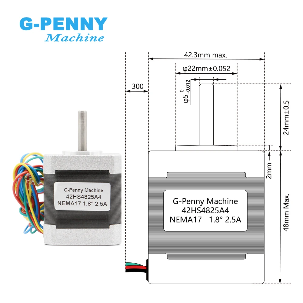 Free shipping! NEMA17 stepper motor 5.0kg.cm 42x48mm stepping motor 2.5A 71Oz-in 0.50Nm for CNC & 3D printer