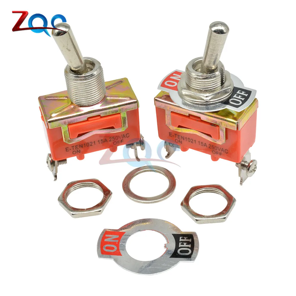 Mini Auto Toggle Switch AC 250V 15A 2 Pin DPDT On/Off 2 Position E-TEN1021 Copper contact Waterproof Cap Orange