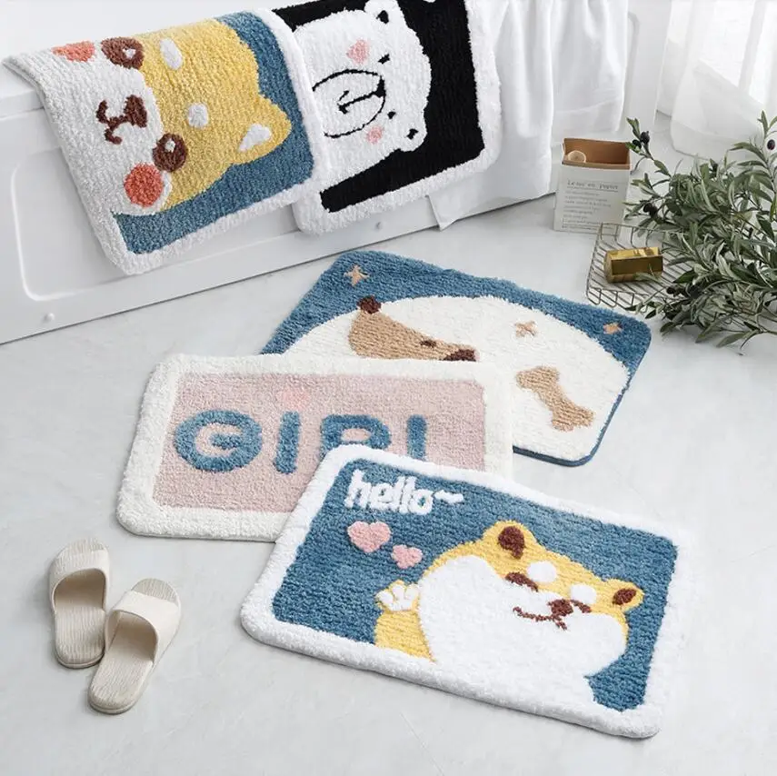 Cartoon Cat Dog Bathroom Carpet Microfiber Bathtub Side Non-Slip Bath Mats Toilet Rugs Doormat For Shower Tapis Salle De Bain