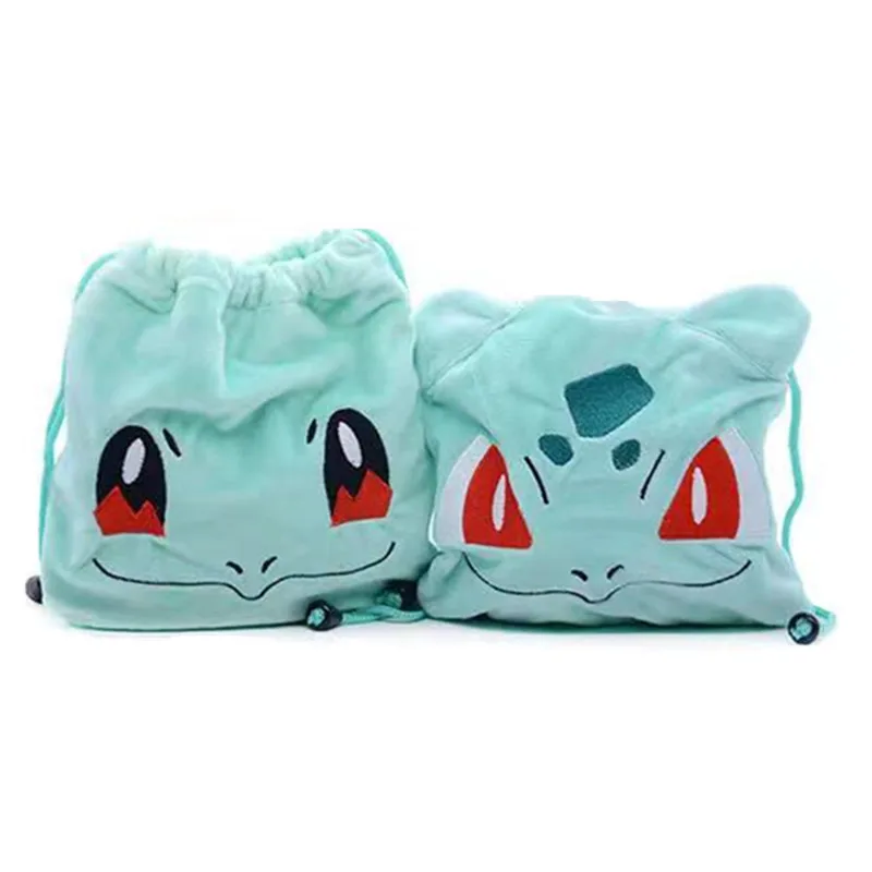 Pokemon Plush 4 Styles Anime Figures Pikachu Charmander Squirtle Bulbasaur Storage Drawstring Pocket Model Toy Kids Gifts