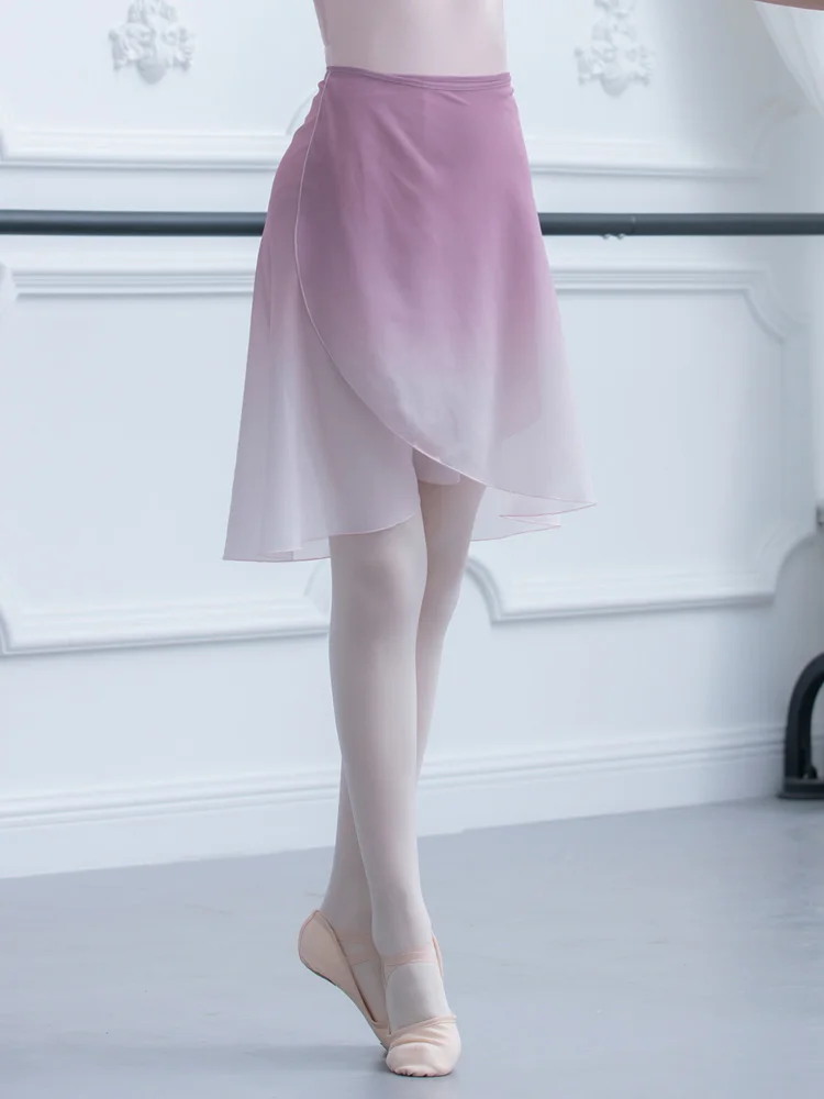 Gradient Ballet Skirt New Lace Up Gradient Ballet Dress with Short Skirt Chiffon Dance Skirts Women Adults Soft Dancing Costumes