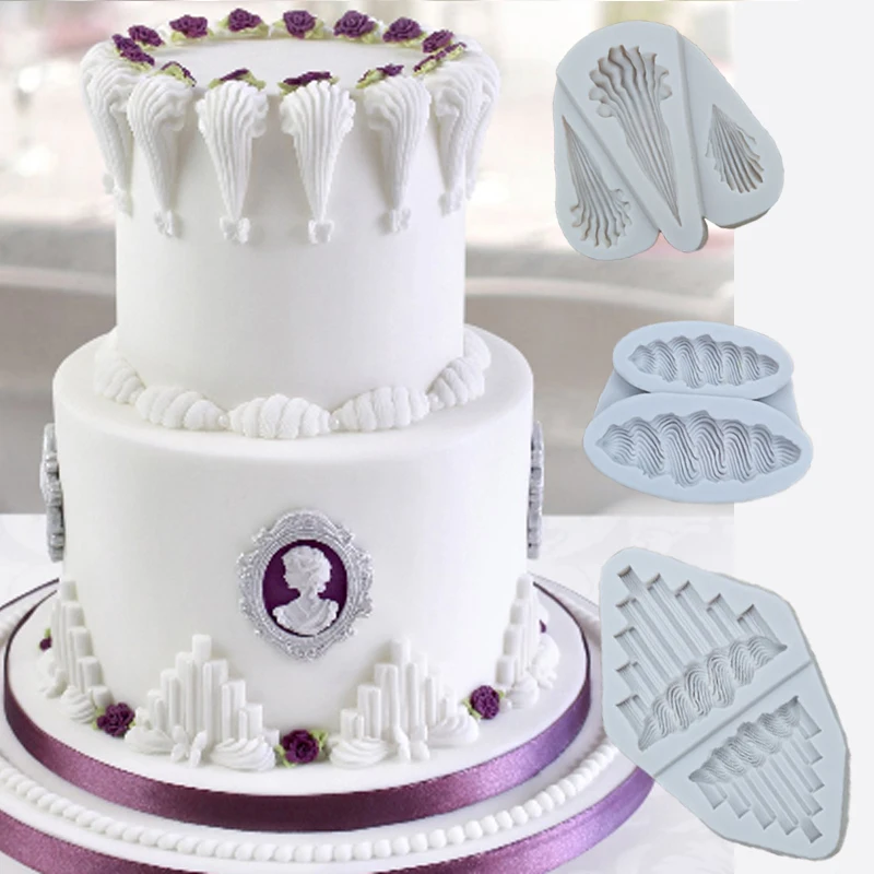 Sugar Frost Serrated Shell Border Molds Fondant Cake Decor Silicone Molds Sugarcrafts Chocolate Baking Tools Cakes Gumpaste Form