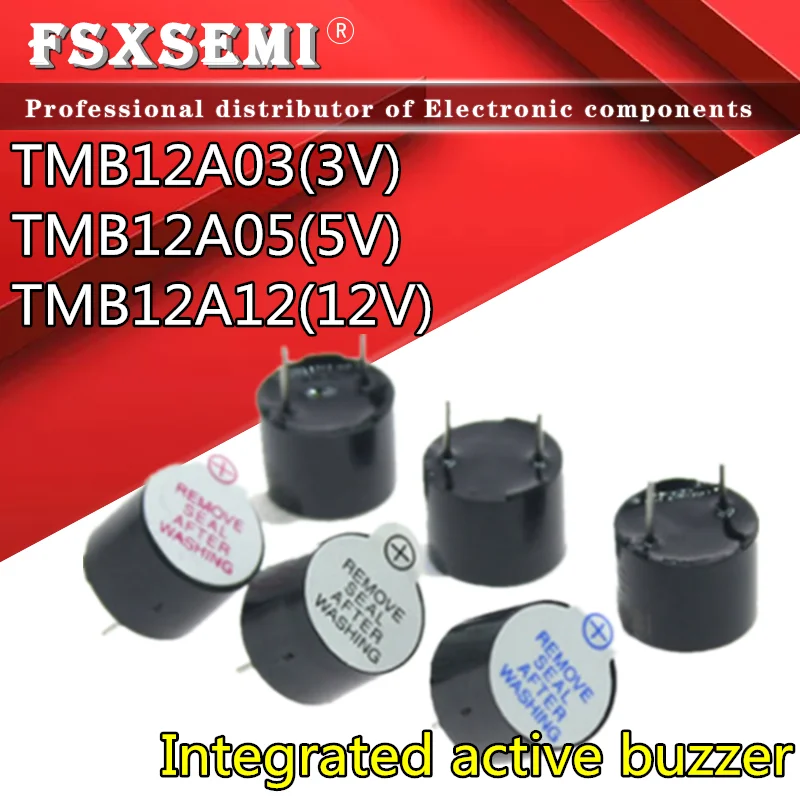 10pcs/lot 12095  Active buzzer 3V/5V/12V TMB12A03 TMB12A05 TMB12A12 Active Buzzer Magnetic Long Continous Beep Tone 12*9.5mm