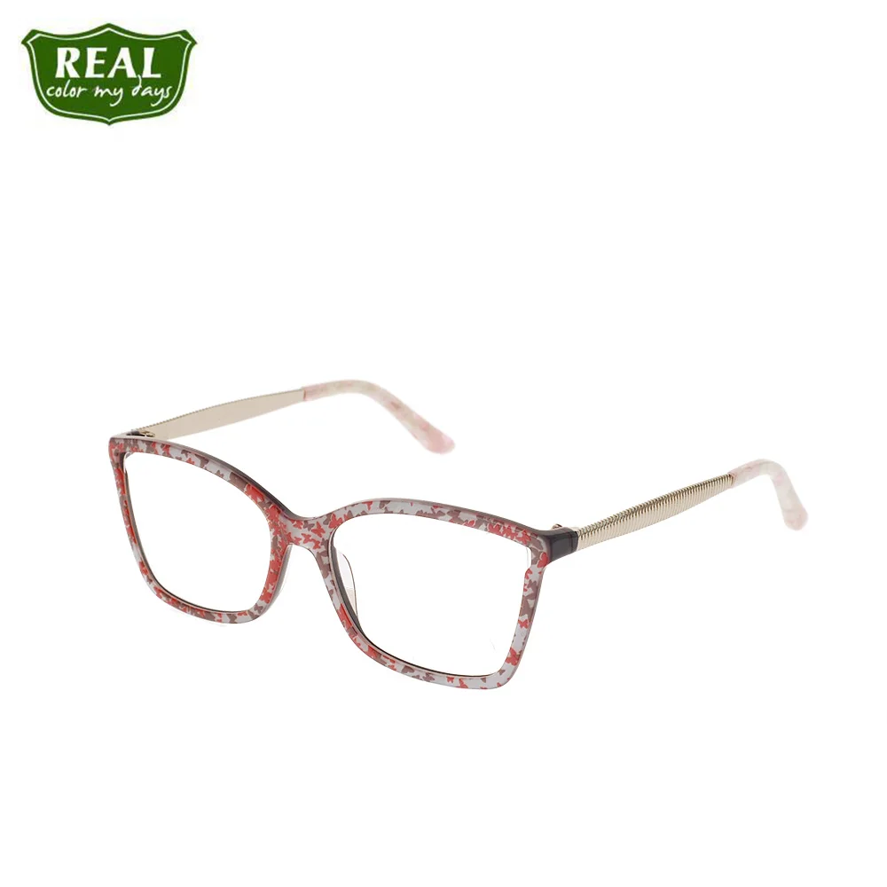 

REAL Fashion Acetate Women Glasses Frame Leopard Grain Prescription Optical Myopia Frame Eyewear Reading Student Full Frame