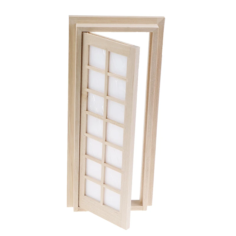 Multi Styles 1/12 miniatura per casa delle bambole in legno porta singola esterna cornice per finestra in legno accessori fai da te giocattoli per mobili per case delle bambole
