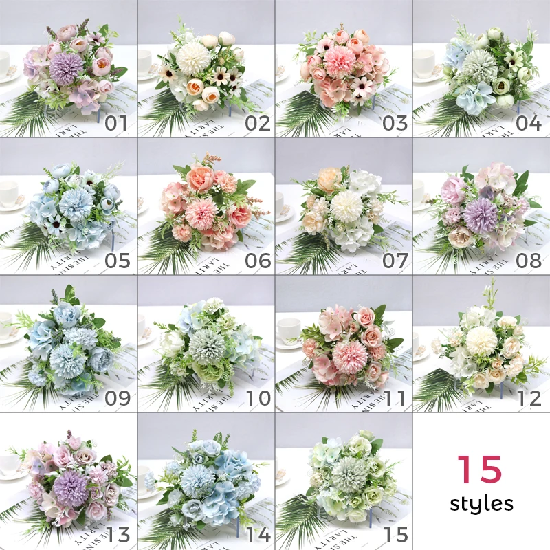 

Ins Style Nordic Wedding Bouquet Flowers Bridal Bouquets Artificial Silk Roses Hydrangea Photography Home Decor Ornaments