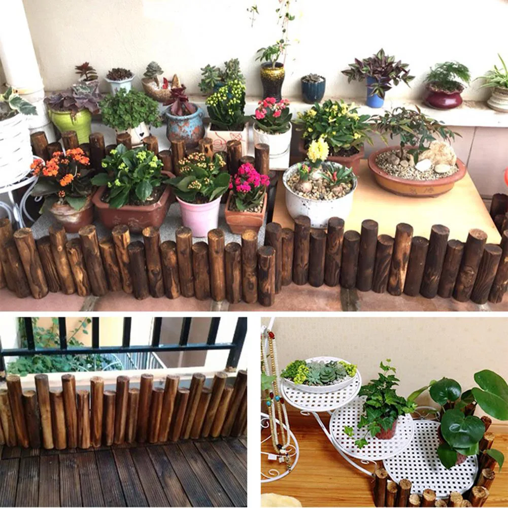 Support Dropshipping Anti-Corrosion Wood Log Lawn Grass Edging Garden Flower Bed Border Fence Decor Edging Garden Decoration