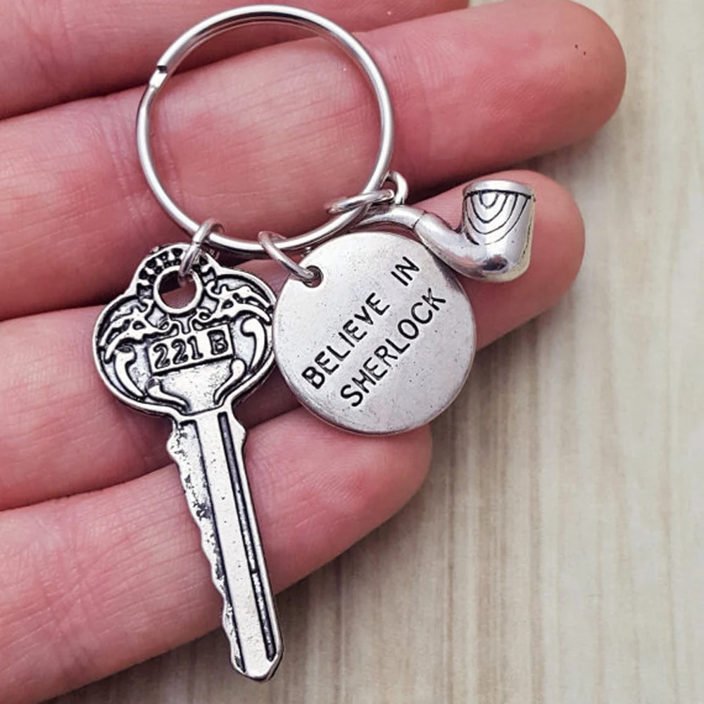 

Movie Key chains for Detective Sherlock Keyring 221B Baker Street Gift for Detective Fans