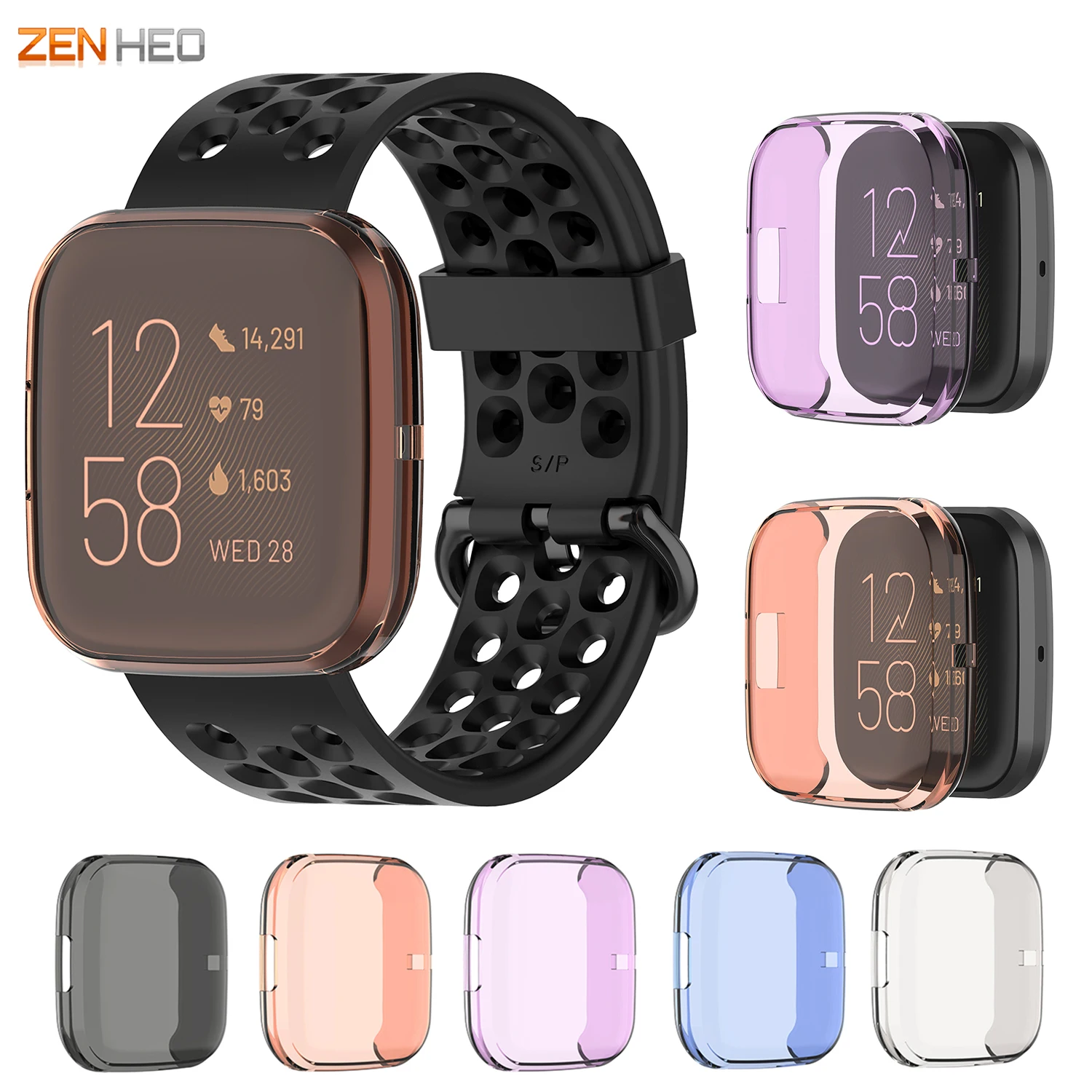 Clear TPU Protector Case Cover For Fitbit Versa 2 Full Screen Protective Shell Frame For Fitbit Versa 2 Smart Watch Case