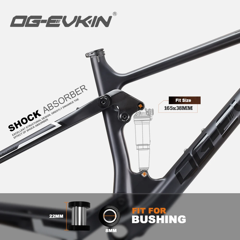 OG-EVKIN CF-080 Carbon Full Suspension Mountain Bike Frame 12X148 Thru-Axle 12V Boost 29er 2.35 Tire BB92 MTB Bicycle Disc Frame