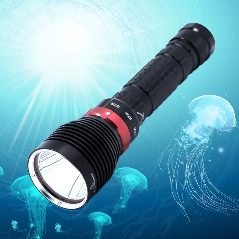 SecurityIng  Professional  L2 Diving Flashlight Glare Penetration LED  Waterproof Underwater Tactical Torch Hunting Scuba  Lamp