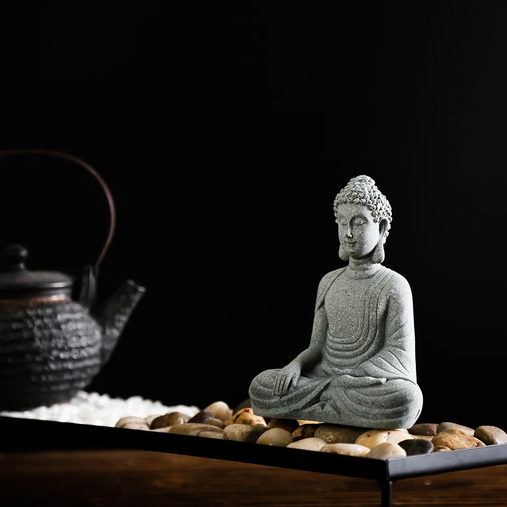 Mini Meditate Buddha Statue Zen Gesture Thai Buddhist Figurine Sculpture Home Office Desk Garden Decoration Ornament Crafts