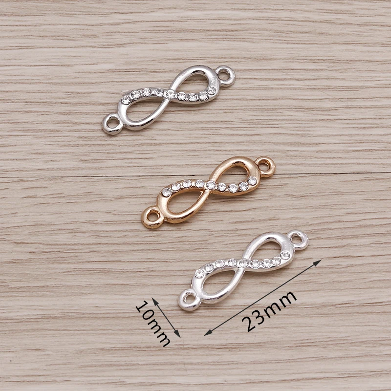 Leslie 20pcs 23x10mm Crystal Infinity Charms for Jewelry Making Fashion Earring Pendant Bracelet Necklace Charm Accessories