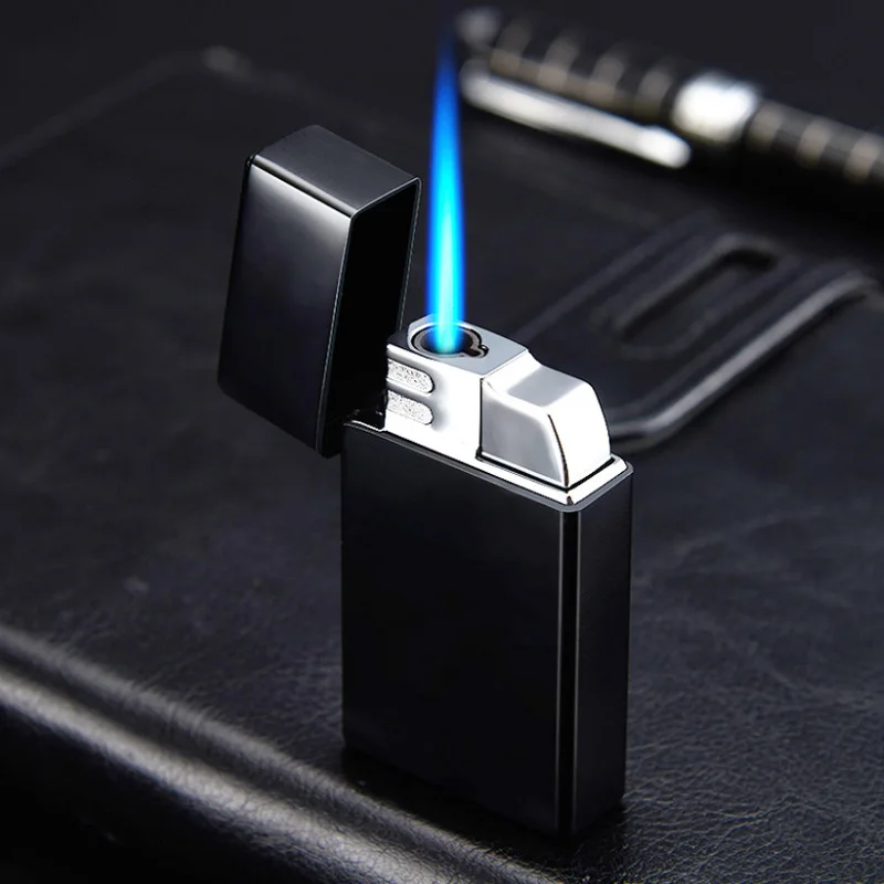 

New Metal Gas Lighter Oil Windproof Butane Inflated Torch Lighters Compact Butane Jet Fire Refillable Cigarette Lighter Gadgets