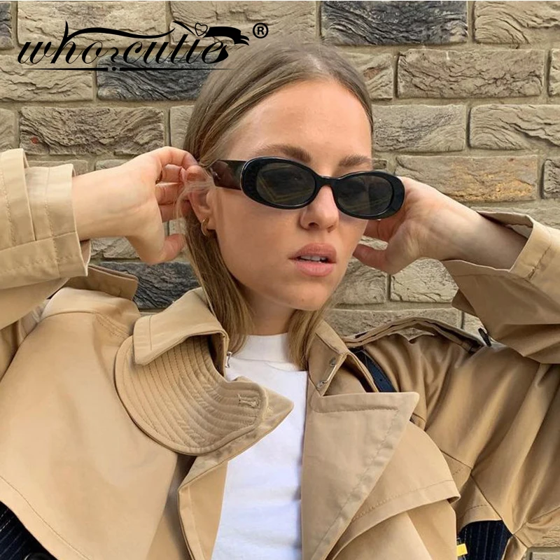 2021 Trendy New Oval Rectangle Sunglasses Vintage Women 90s Brand Design Tortoise Shell Green Frame Sun Glasses Men Shades S433