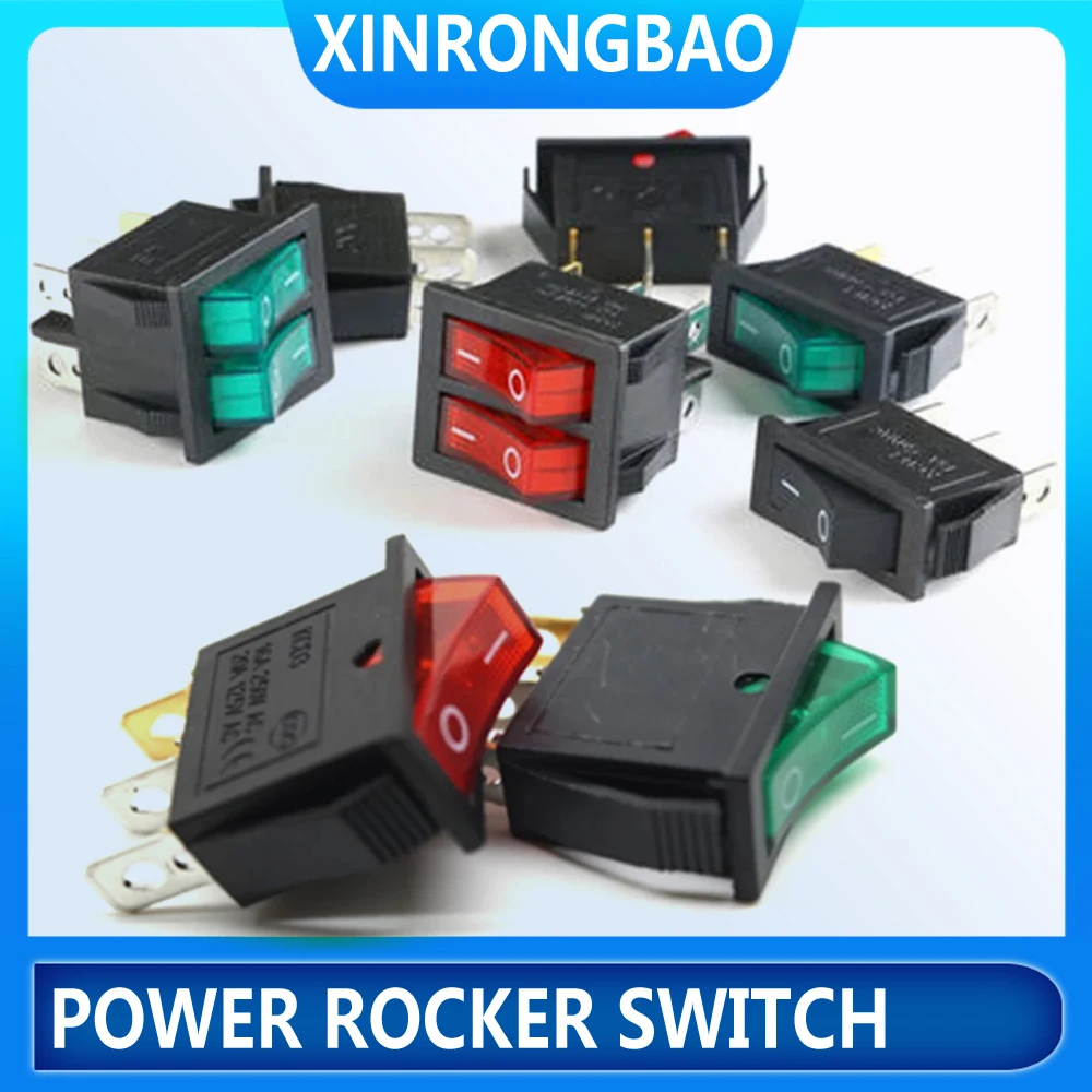 5pcs KCD3 Rocker Switch ON-OFF-ON 2 Position 3 Pin 3 Position 6 Pin Electrical equipment With Light Power Switch Home / industry