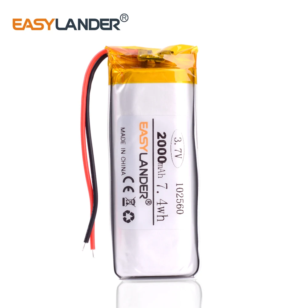 JST 1,25 mm 2pin 3,7 V 1800 mAh 102560   Ogniwa akumulatorowe litowo-polimerowe Li-Po litowo-jonowe