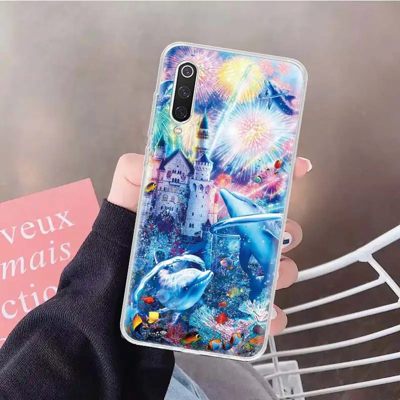 Sea Animal Cute Dolphin Soft Cover Phone Case For Xiaomi Poco X3 Nfc M3 F3 F1 Mi Note 10 Pro 11 Lite 11i 8 9 9T 10T CC9 A3 Cover