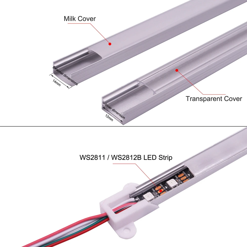 WS2811 WS2812B kolorowe RGB LED twardy sztywny pasek indywidualnie adresowane IC drążek LED aluminiowa powłoka + osłona z poliwęglanu listwa LED