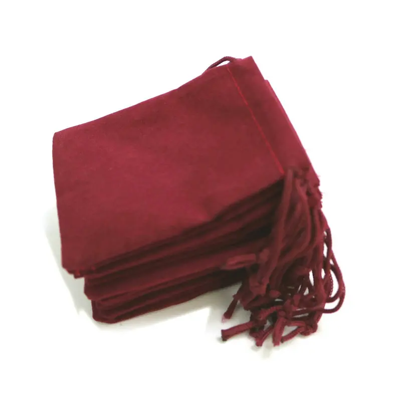 100pcs 7x9cm Velvet Drawstring Jewelry Bag Christmas/Wedding Gift Bags Dark Red Wholesale