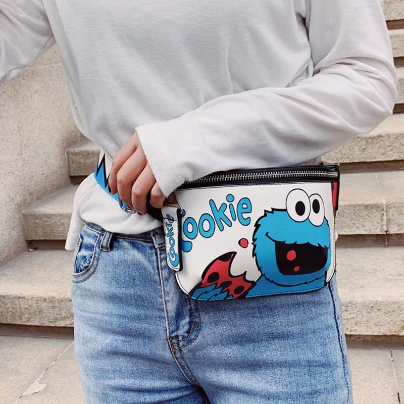 Waist Bag Women\'s Fanny Pack Cartoon Belt Bags Handy Packs Banana Chest Bag Female Hip Package Crossbody Purse PU Leather Pouch