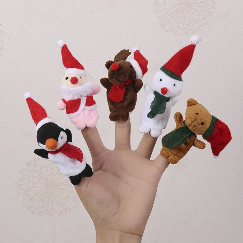 Finger Puppets Baby Mini Animal Educational Hand Fingertip Toys Cartoon Animal Christmas Plush doll Plush Toys for Children Gift