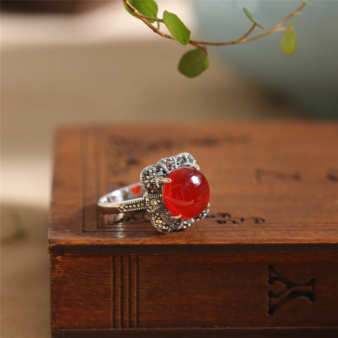 

Uglyless Винтаж Марказит Тайские Серебряные Квадратные Кольца для Женщин Натуральные Драгоценные Камни Агат Ювелирные Изделия Стерлингового Серебра 925 Ретро Ювелирные Изделия