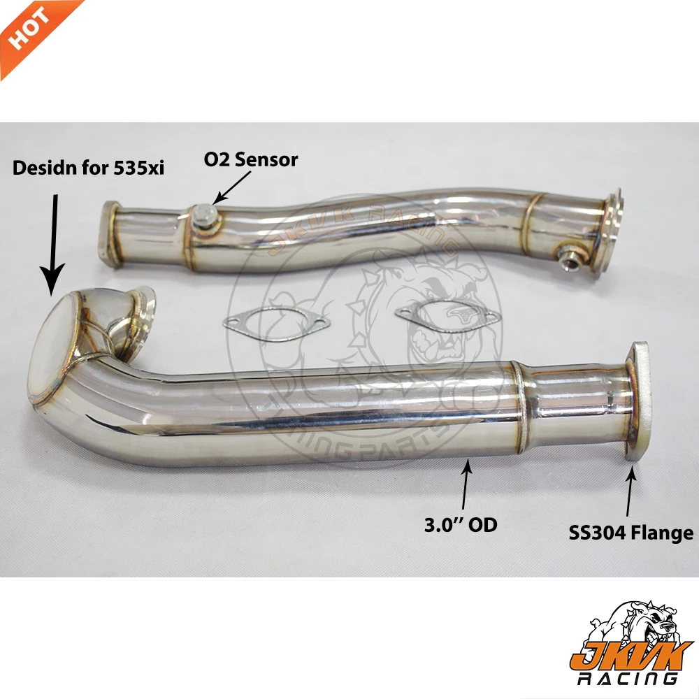 JKVK RACING 3.0'' Stainless Steel Catless Exhaust Downpipe For N54 Engine E60 535i 535xi 2008-2010 5 Series