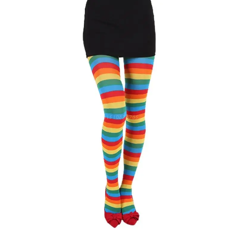 Coloridos Una Rayas De Iris Sobre La Rodilla Disfraz De Payaso Una Rayas Medias Altas Para Halloween Cosplay Fiestas De Coloridos Una Rayas De Iris Sobre La Rodilla Disfraz De Payaso Una Rayas Medias Altas Para Halloween Cosplay Fiestas De