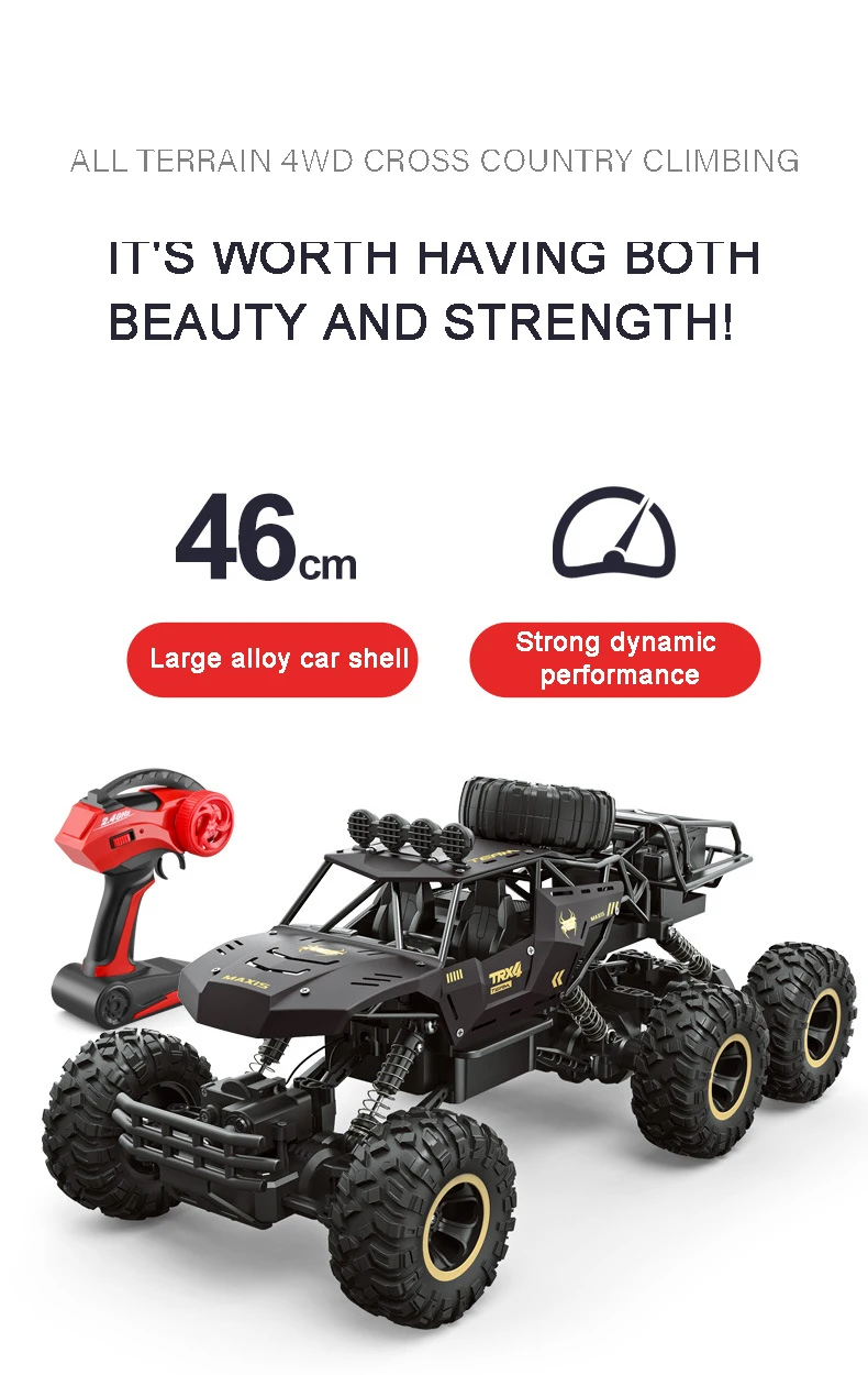 Super Large Alloy Four-Wheel Drive Off-Road Vehicle Charging High-Speed Six-Wheel Climbing Car Children's Toy Boy RC Car