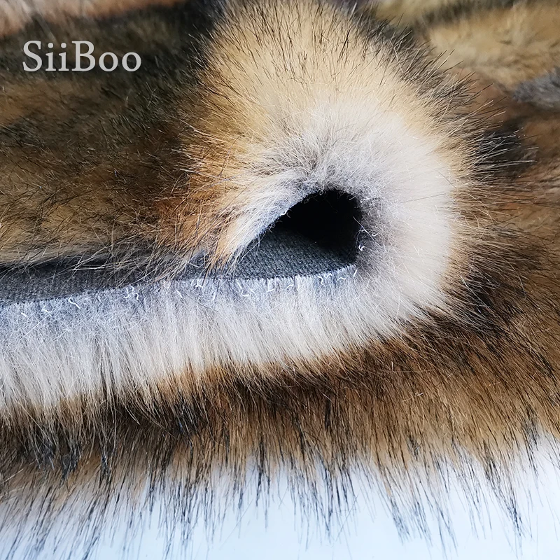 High grade brown 5cm plush faux fox fur fabric for winter coat vest Fur collar 180*50cm 1pc long hair fox fur tissu telas SP4581