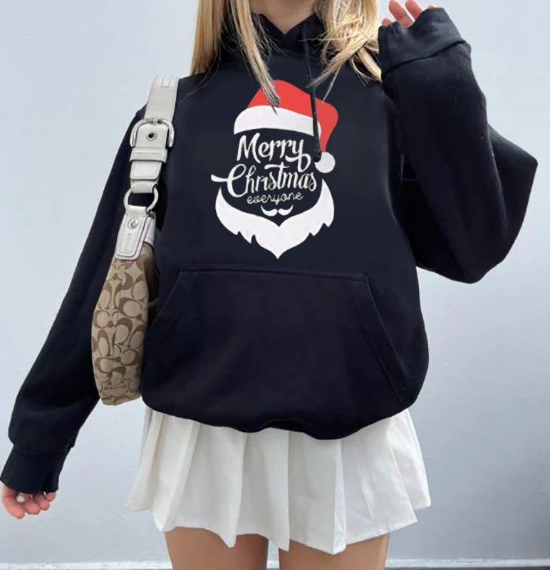 Christmas Printed Long Sleeve Tops Women Sweatshirt Adults Long Sleeve Hooded Pullover with Pocket Drawstring Hoodies