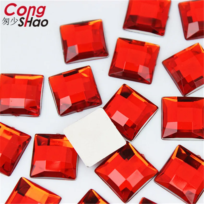 50pcs 14mm Square Shape Colorful Flatback Acrylic AB Rhinestone Stones And Crystals For DIY Costume Jewelry Accessories WC788