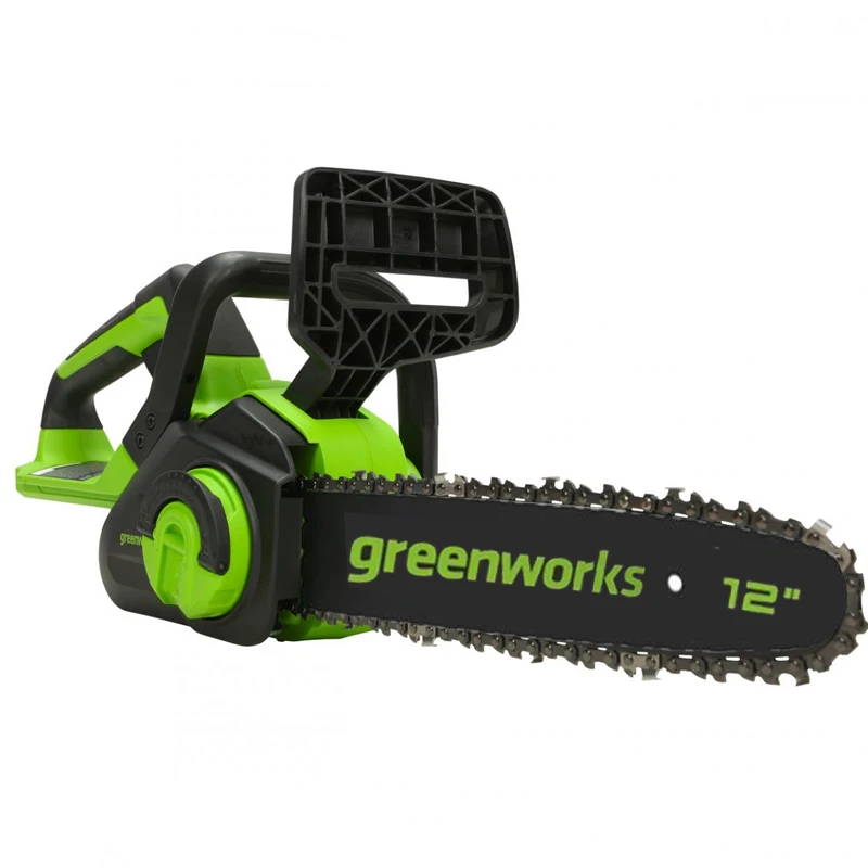 New Greenworks 24v / 48v Cordless Chainsaw CSG401 Dual Volt Brushless Chain saw 12 Inch Guide Bar Wood Cutter Power Tools