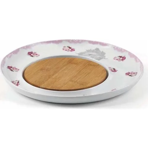 Korkmaz A647-02 Natura Cheese Plate Porcelain and Wood