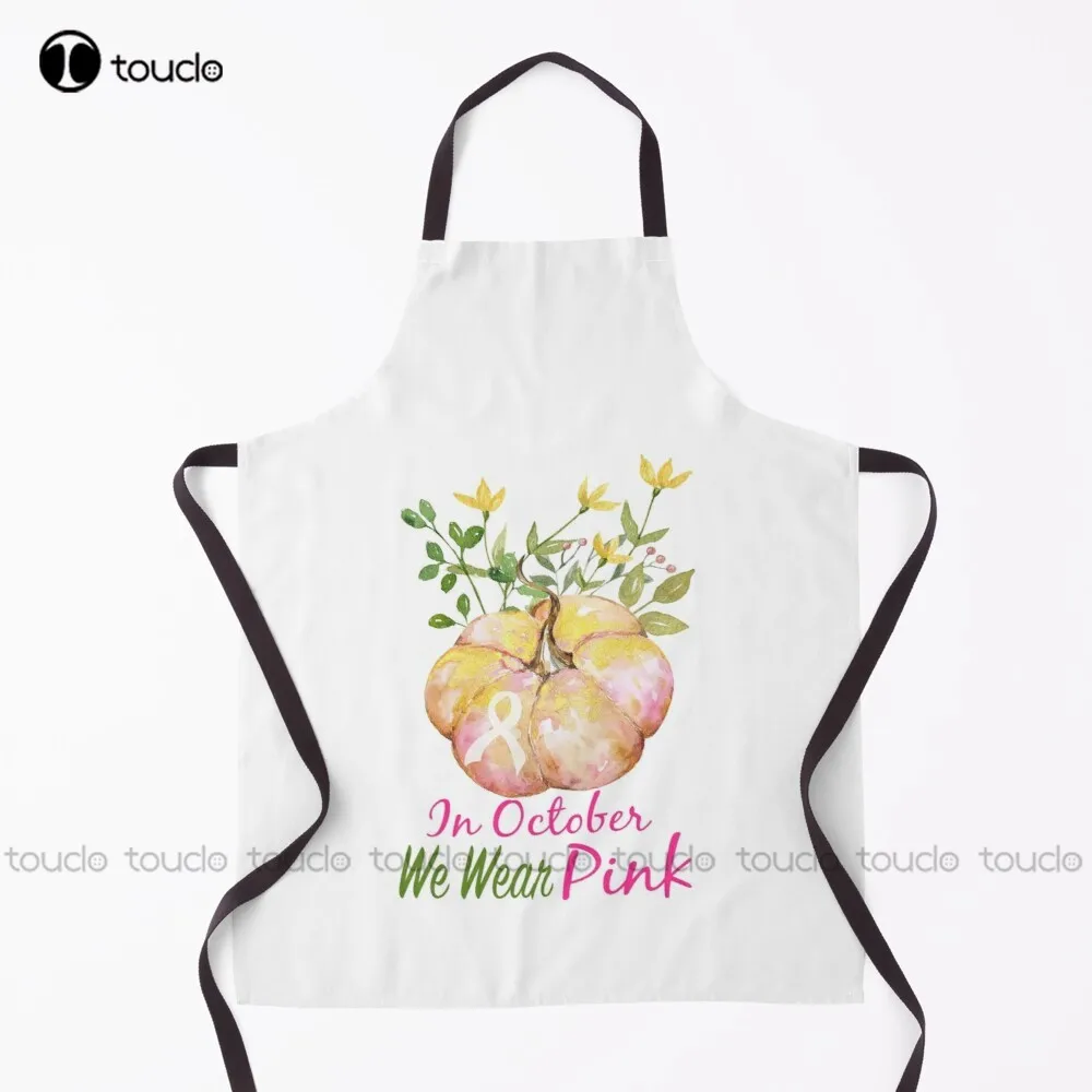 In October We Wear Pink Classic Apron Waitress Apron Garden Kitchen Household Cleaning Personalized Custom Apron Unisex Adult